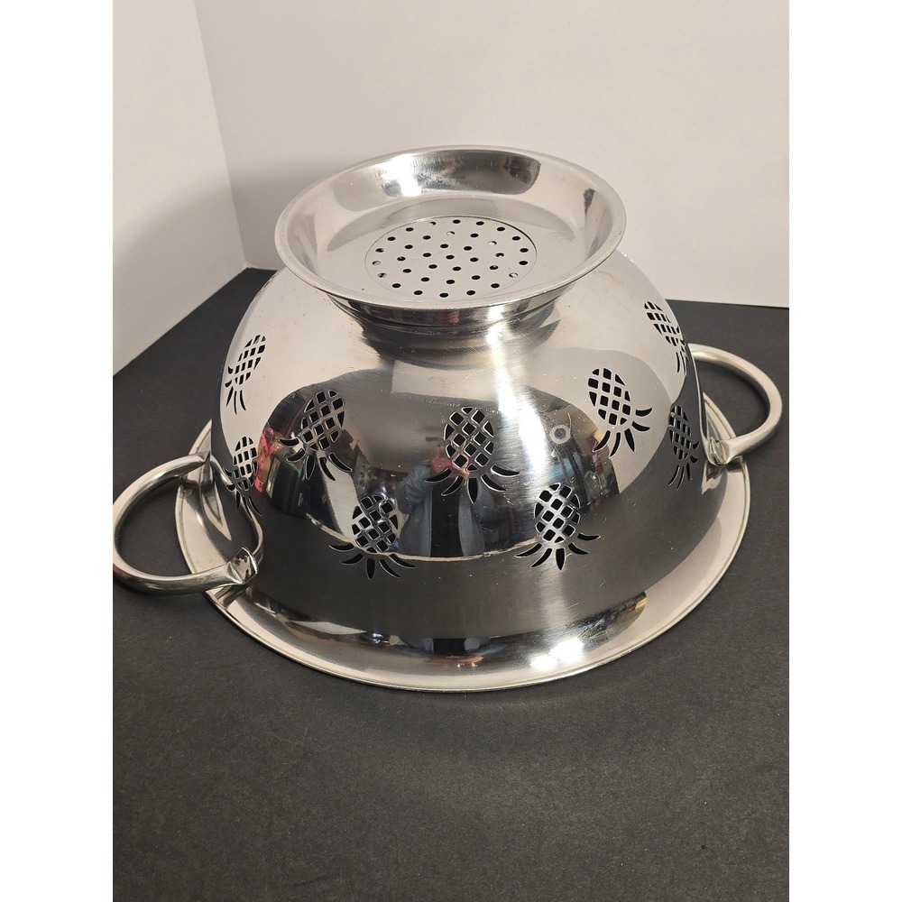 Walir Chand & Co Pineapple Stainless Steel Colander Strainer Pedestal Decorative - Picture 3 of 10